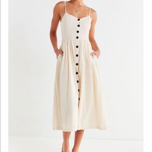 Urban Outfitters Eyelet Button-down Midi Dress
